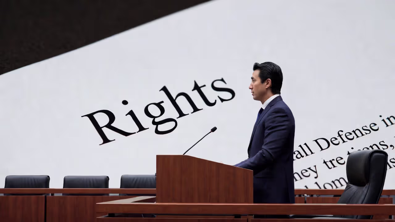 Individual in court with counsel, representing rights protected through precedent.