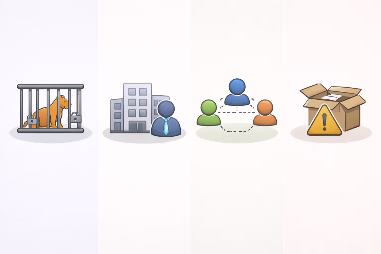 Visual comparison of four liability types using simple icons